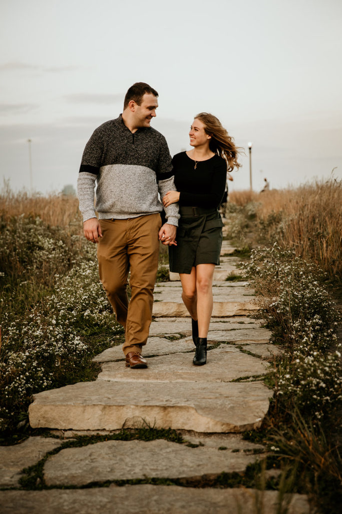 Couple's engagement photos in the Henry C. Palmisano Nature Park of chicago
