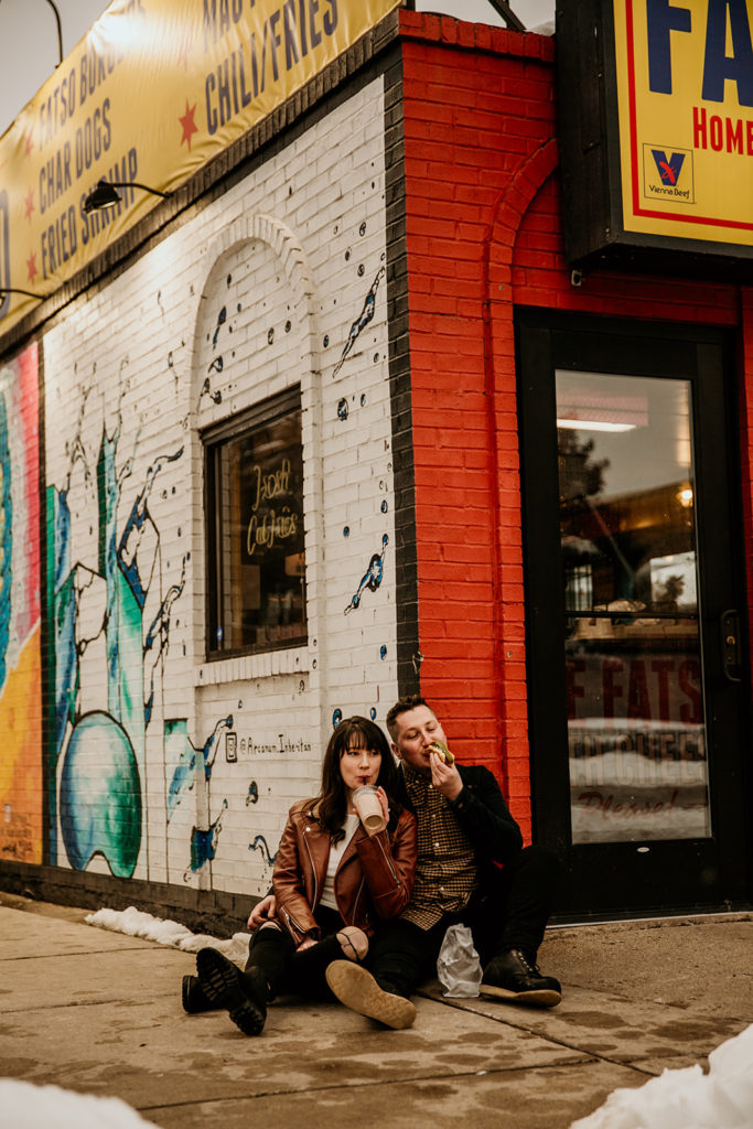 Couple's engagement photos in the Ukrainian village neighborhood streets of chicago