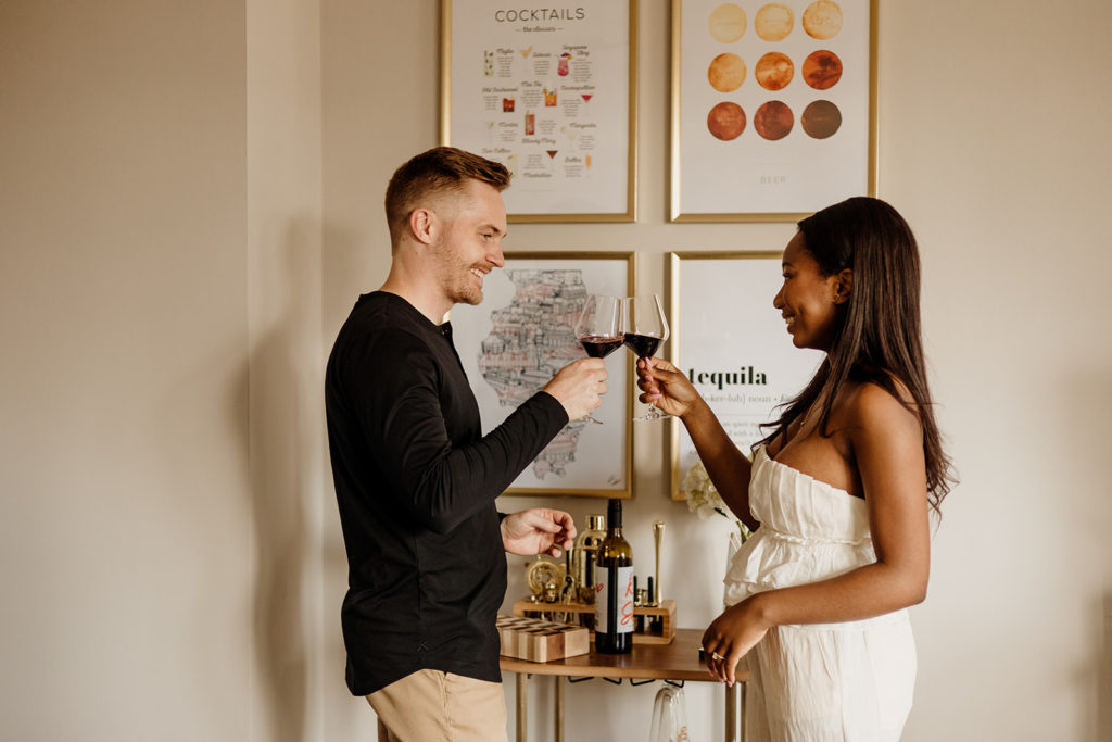 Couple's engagement photos in their home of chicago